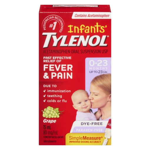Picture of TYLENOL INFANTS - GRAPE - DYE-FREE DROPS 80MG 15ML                         