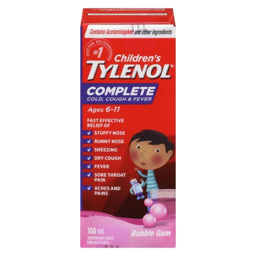 Picture of TYLENOL CHILDRENS COMPLETE - BUBBLEGUM 100ML                               