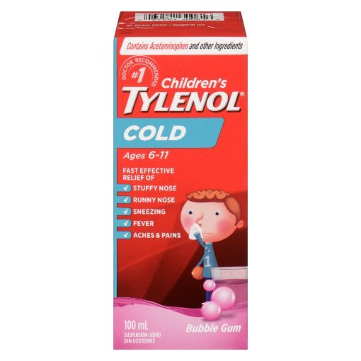 Picture of TYLENOL CHILDRENS COLD SYRUP - BUBBLEGUM 100ML                             