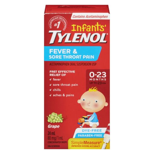 Picture of TYLENOL INFANT COLD/FLU SYRUP - GRAPE DYE-FREE 24ML                        