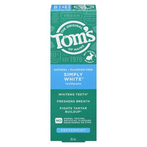 Picture of TOMS OF MAINE SIMPLY WHITE TOOTHPASTE – FLOURIDE-FREE PEPPERMINT 85ML      