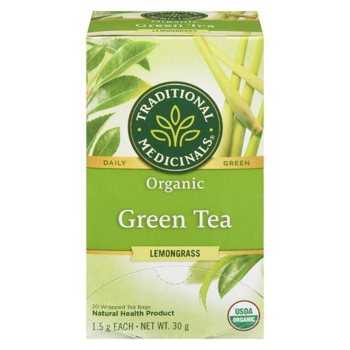 Picture of TRADITIONAL MEDICINALS ORGANIC GREEN TEA - LEMONGRASS 20S                    