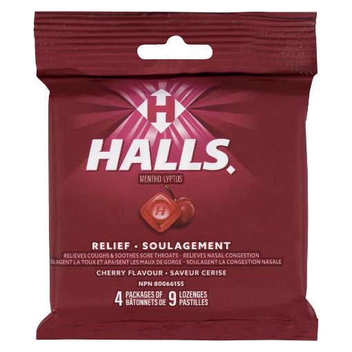 Picture of HALLS MENTHOLYPTUS CHERRY LOZENGE 4X9S                                     