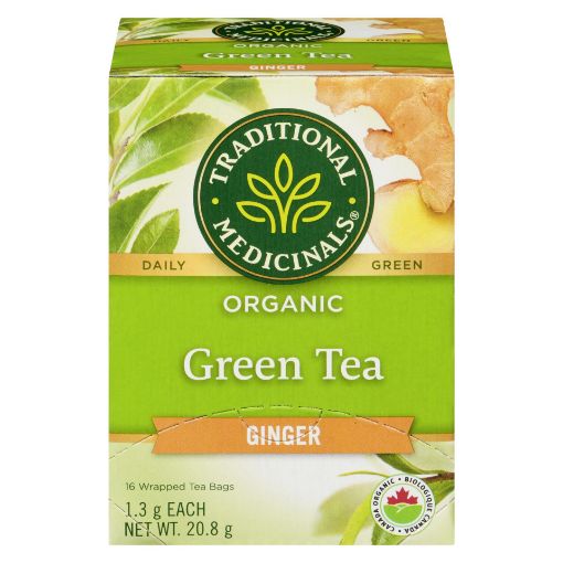Picture of TRADITIONAL MEDICINALS DAILY GREEN TEA BAGS - ORGANIC GINGER 16S