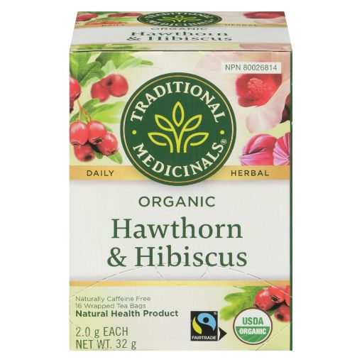Picture of TRADITIONAL MEDICINALS DAILY HERBAL TEA BAGS - ORGANIC HAWTHORN and HIBISCUS 16S