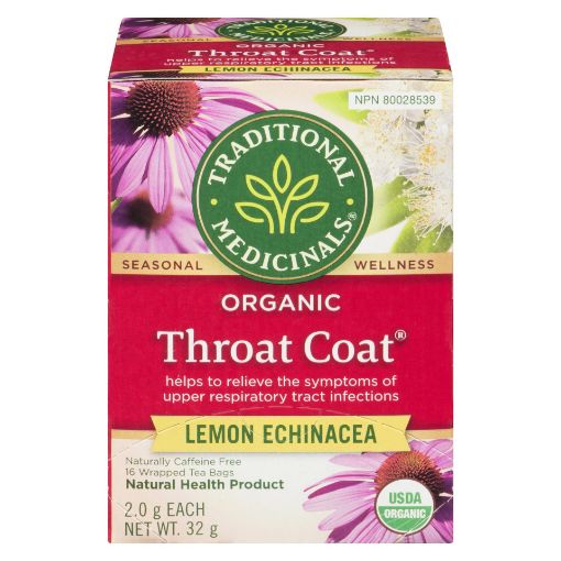 Picture of TRADTITIONAL MEDICINALS TEA - THROAT COAT - LEMON ECHINACEA 16S