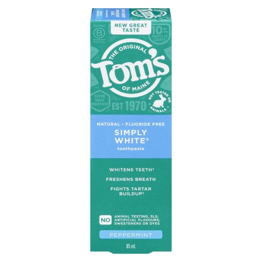 Picture of TOMS OF MAINE SIMPLY WHITE TOOTHPASTE – FLOURIDE-FREE PEPPERMINT 85ML      