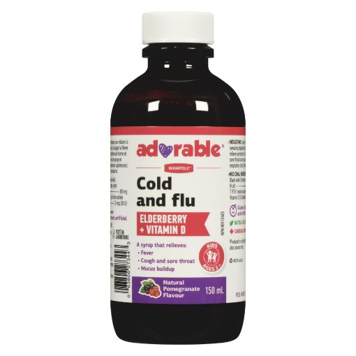 Picture of WAMPOLE ADORABLE IMMUNITY COUGH SYRUP - BLACK ELDERBERRY + VIT D 150ML