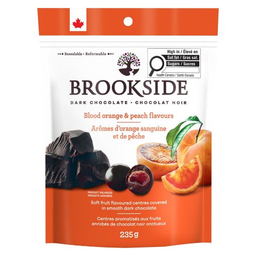 Picture of BROOKSIDE DARK CHOCOLATE BLOOD ORANGE AND PEACH - POUCH 235GR