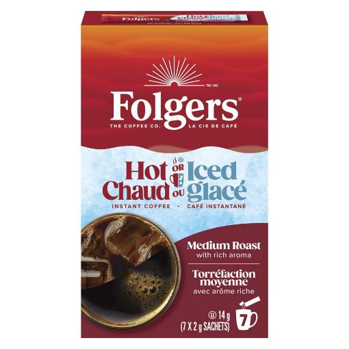 Picture of FOLGERS HOT OR ICED INSTANT COFFEE - MEDIUM ROAST 14GR