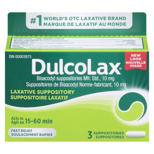 Picture of DULCOLAX SUPPOSITORIES 10MG 3S                                             