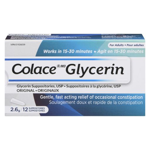 Picture of COLACE GLYCERIN SUPPOSITORIES - ADULT 12S                                  