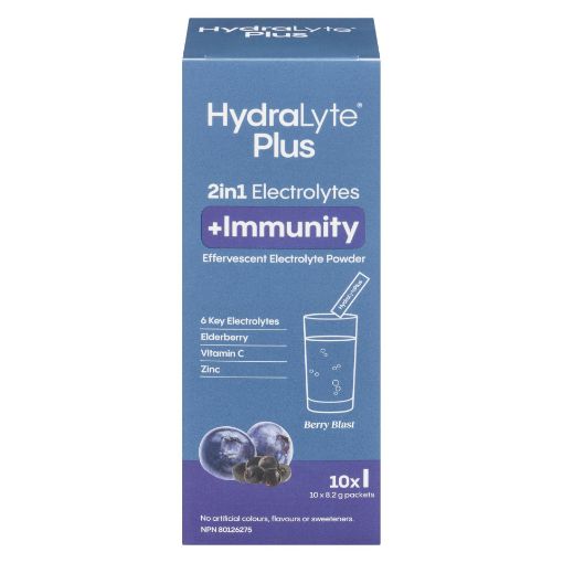 Picture of HYDRALYTE PLUS +IMMUNITY ELECTROLYTE DRINK MIX - BERRY BLAST 10S