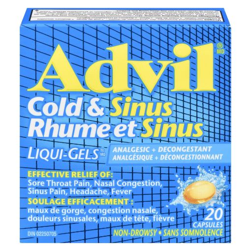 Picture of ADVIL COLD and SINUS CAPSULES 200MG 20S