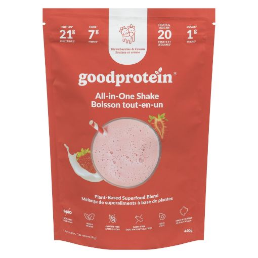 Picture of GOOD PROTEIN ALL-IN-ONE PLANT-BASED PROTEIN SHAKE - STRAWBERRIES and CREAM 440GR