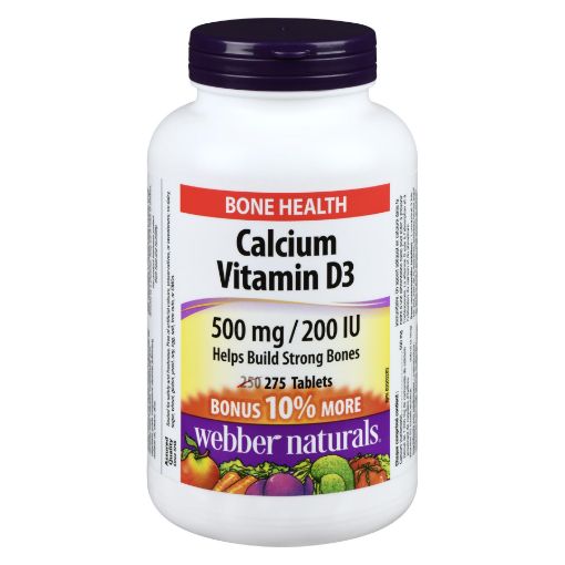 Picture of WEBBER NATURALS CALCIUM CARBONATE W/VIT D BONUS 500MG 250+25S