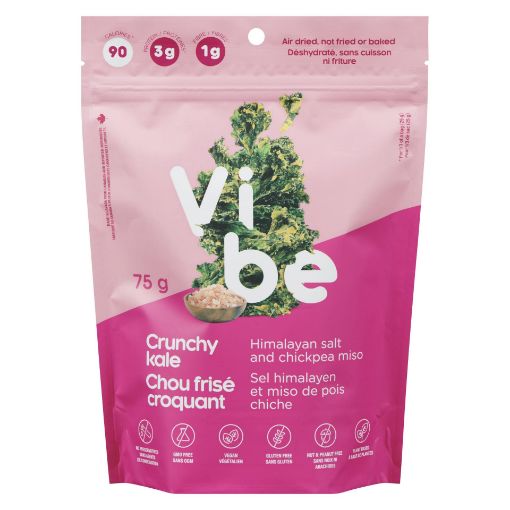 Picture of VIBE CRUNCHY KALE CHIPS - HIMALAYAN SALT and CHICKPEA MISO 75GR