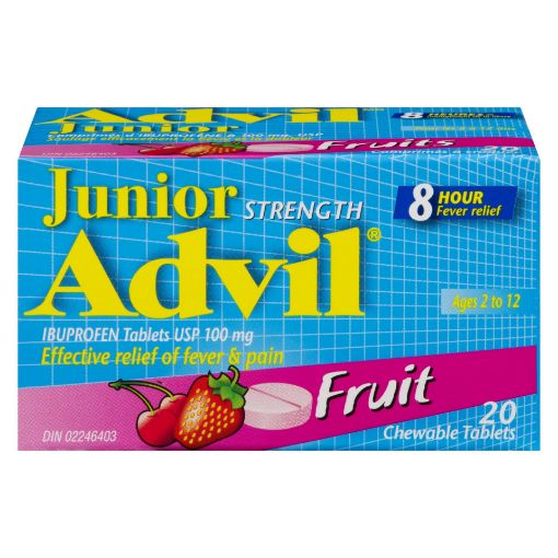 Picture of ADVIL JR IBUPROFEN CHEWABLE TABLETS - FRUIT 20S