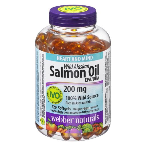 Picture of WEBBER NATURALS CLEAR 100% WILD ALASKAN SALMON OIL ENTERIC 220S