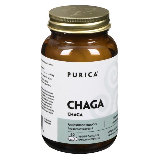 Picture of PURICA CHAGA MICRONIZED MUSHROOMS - ANTIOXIDANT SUPPORT VEGAN CAPS 60S