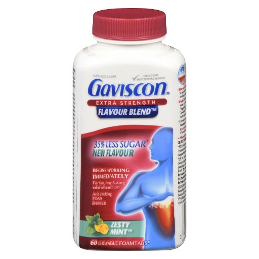 Picture of GAVISCON EXTRA STRENGTH - FLAVOUR BLEND ZESTY MINT 60S