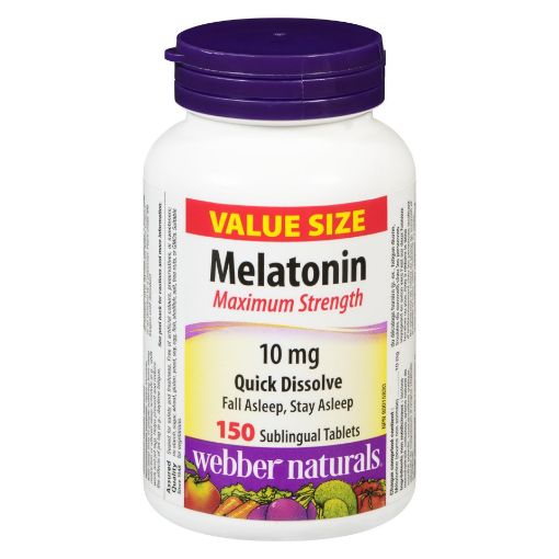 Picture of WEBBER NATURALS MELATONIN 10MG VALUE SIZE SUBLINGUAL TABLETS 150S