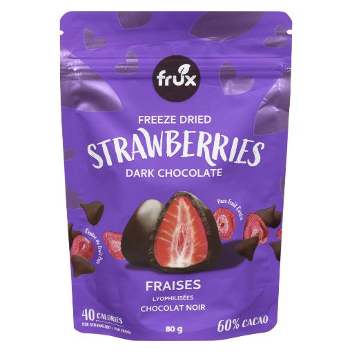 Picture of FRUX FREEZE DRIED STRAWBERRIES - DARK CHOCOLATE 80GR