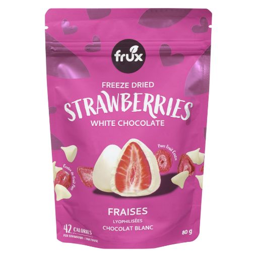Picture of FRUX FREEZE DRIED STRAWBERRIES - WHITE CHOCOLATE 80GR
