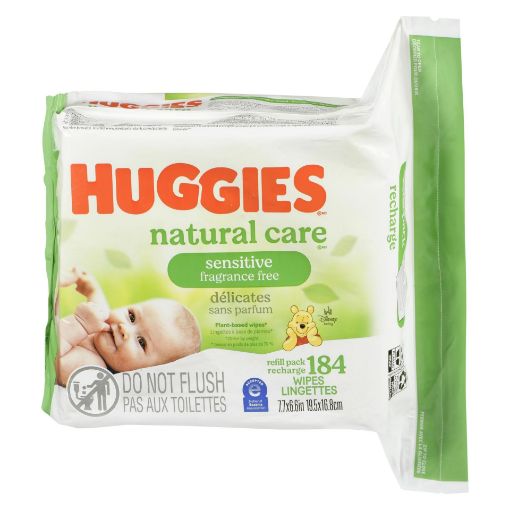 Picture of HUGGIES NATURAL CARE BABY WIPES REFILL - FRAGRANCE FREE 184S