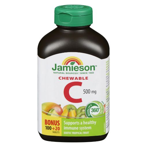 Picture of JAMIESON VITAMIN C 500MG - TROPICAL - CHEWABLE TABLET - BONUS 100+20S
