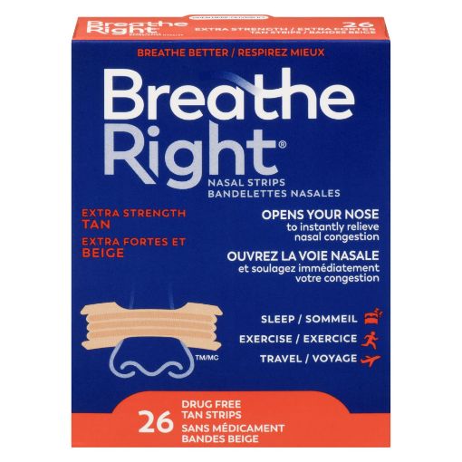 Picture of BREATHE RIGHT EXTRA TAN NASAL STRIPS 26S