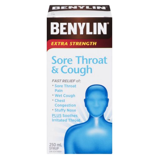 Picture of BENYLIN SORE THROAT+COUGH SYRUP 250ML                                      