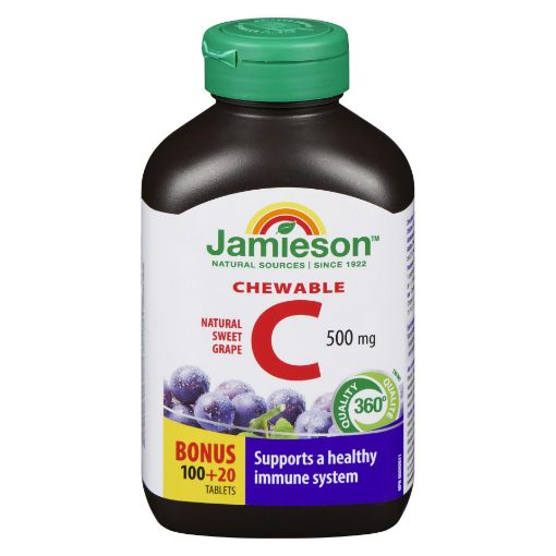Picture of JAMIESON VITAMIN C 500MG - GRAPE - CHEWABLE TABLET - BONUS 100+20S         