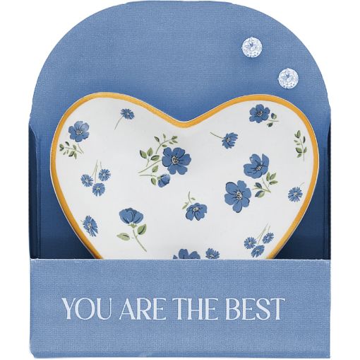 Picture of PETALS OF LOVE TRINKET DISH + 5MM ZIRCONIA EARRINGS - THE BEST 2.5IN