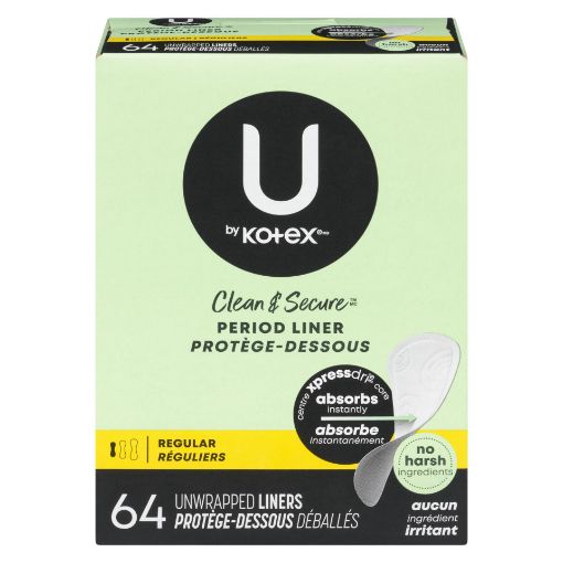 Picture of U BY KOTEX CLEAN and SECURE LINERS - REGULAR 64S