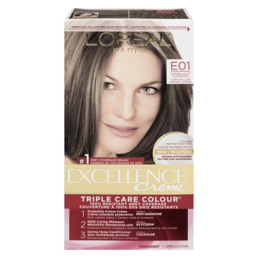 Picture of LOREAL EXCELLENCE HAIR COLOUR - NATURAL LIGHT ASH BROWN #E01               