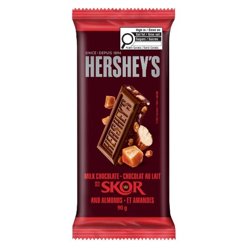 Picture of HERSHEY MILK CHOCOLATE WITH SKOR and ALMOND - FAMILY BAR 90GR