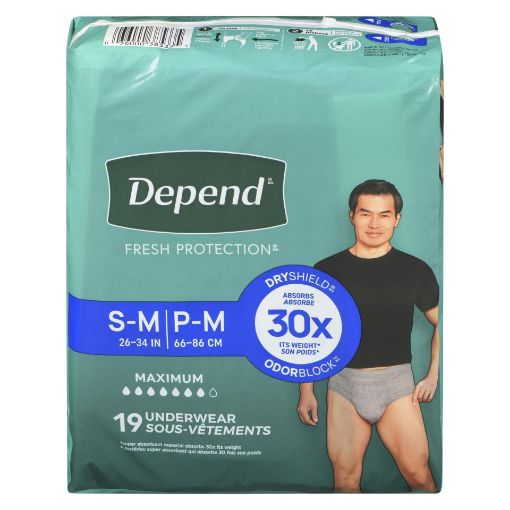 Picture of DEPEND FRESH PROTECTION UNDERWEAR FOR MEN - MAXIMUM - S/M 19S