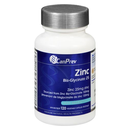 Picture of CANPREV ZINC BIS-GLYCINATE - 25MG VEGETABLE CAPSULES 120S                           
