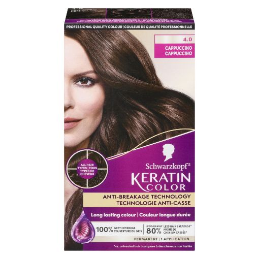 Picture of SCHWARZKOPF KERATIN COLOR HAIR COLOUR - 4.0 CAPPUCCINO 60ML