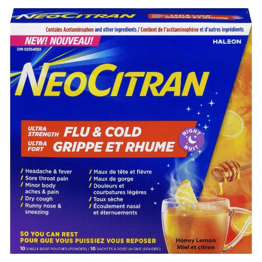 Picture of NEO CITRAN ULTRA STRENGTH FLU and COLD NIGHTTIME - HONEY LEMON 10S