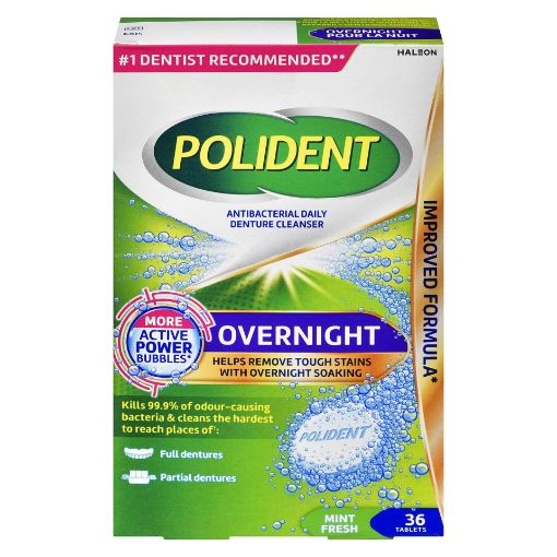 Picture of POLIDENT OVERNIGHT DAILY DENTURE CLEANSER TABLETS 36S