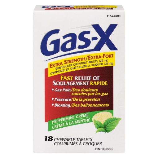 Picture of GAS X EXTRA STRENGTH - PEPPERMINT TABLETS 125MG 18S                        