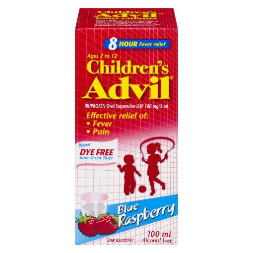 Picture of ADVIL CHILDRENS SUSPENSION IBUPROFEN - BLUE RASPBERRY DYE FREE 100ML
