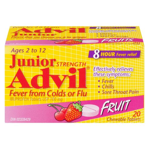 Picture of ADVIL JR IBUPROFEN FEVER FROM COLDS OR FLU CHEWABLE TABLETS - FRUIT 20S