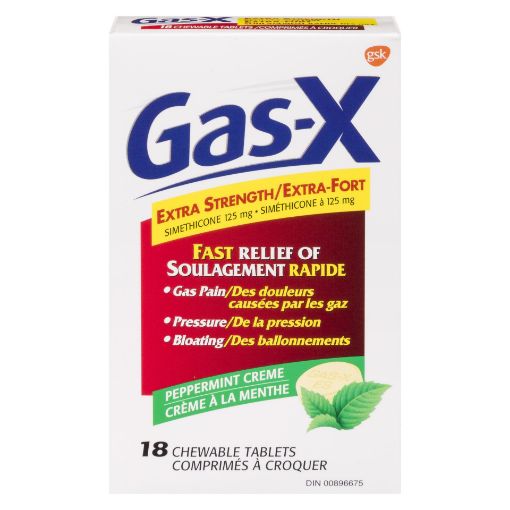 Picture of GAS X EXTRA STRENGTH - PEPPERMINT TABLETS 125MG 18S                        