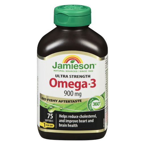 Picture of JAMIESON OMEGA 3 ULTRA STRENGTH 900MG - NO FISHY - CAPSULES 75S