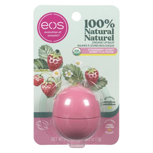 Picture of EOS ORGANIC LIP BALM SPHERE - STRAWBERRY SORBET 7GR                        